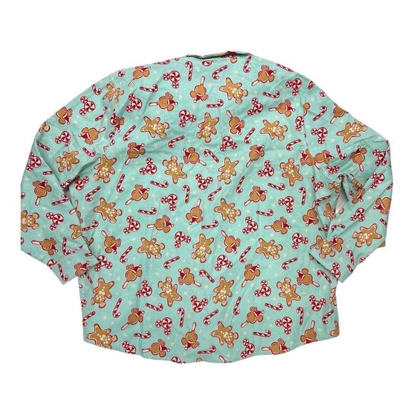 Disney Pajama Top Adult‎ 2X Mickey Mouse Long Sleeve Christmas Gingerbread Candy - Picture 5 of 8